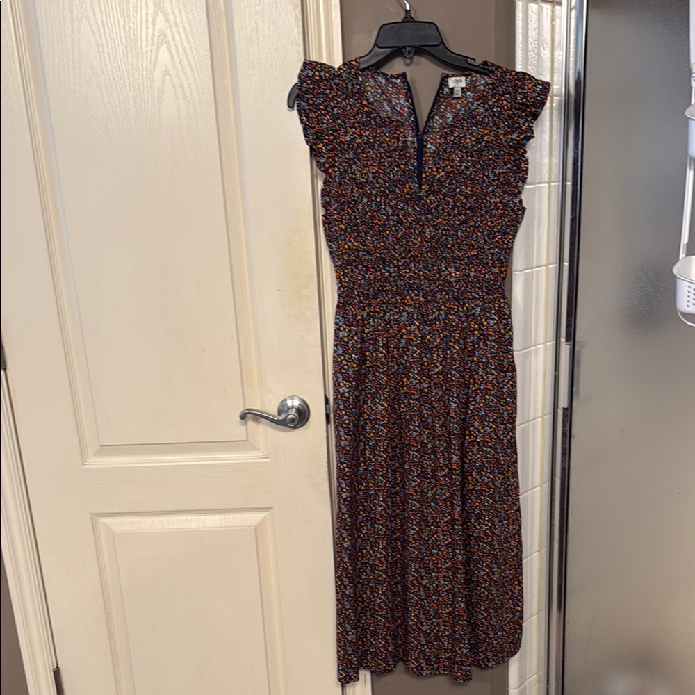 J. Crew Red Ruched Midi Sundress